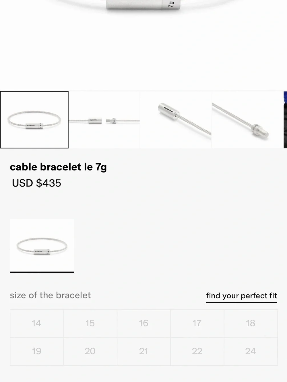 Le Gramme Silver Cable Bracelet w/ Magnetic Clasp & Box